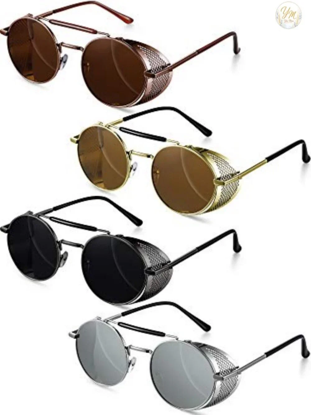 Steampunk Sunglasses Retro Gothic Unisex Vintage Metal Frame 4 Pack